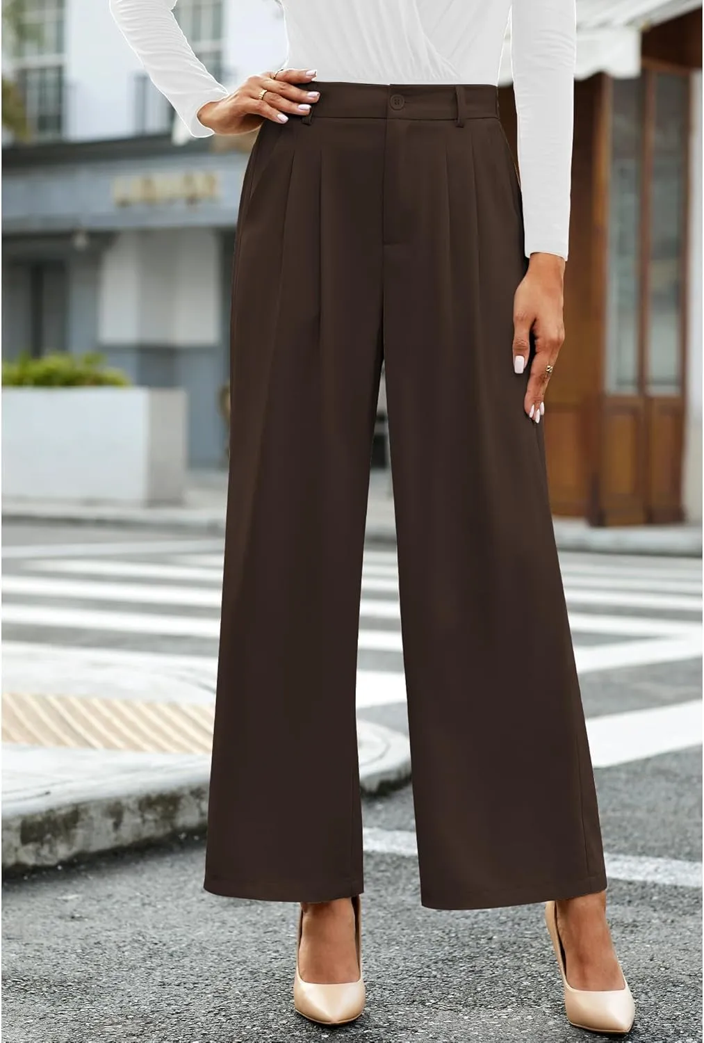 GRAPENT Wide Leg Pants for Women Work Business Casual High Waisted Dressy Pants Flowy Trousers Office