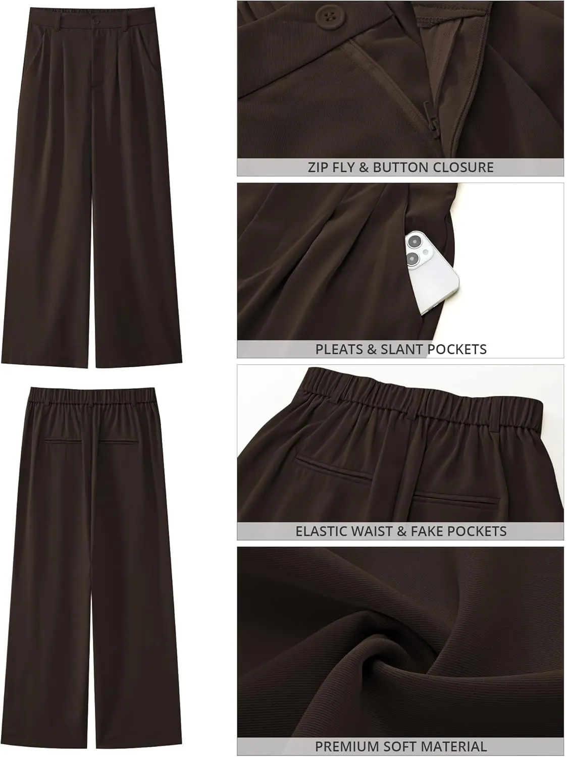 GRAPENT Wide Leg Pants for Women Work Business Casual High Waisted Dressy Pants Flowy Trousers Office
