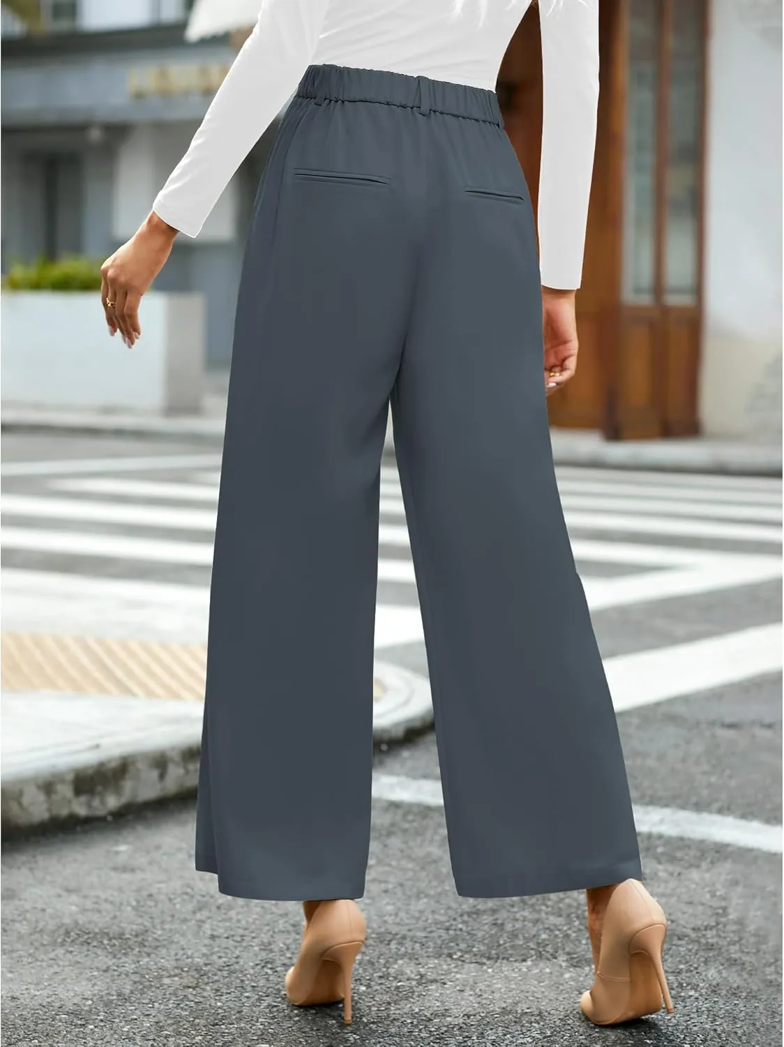 GRAPENT Wide Leg Pants for Women Work Business Casual High Waisted Dressy Pants Flowy Trousers Office