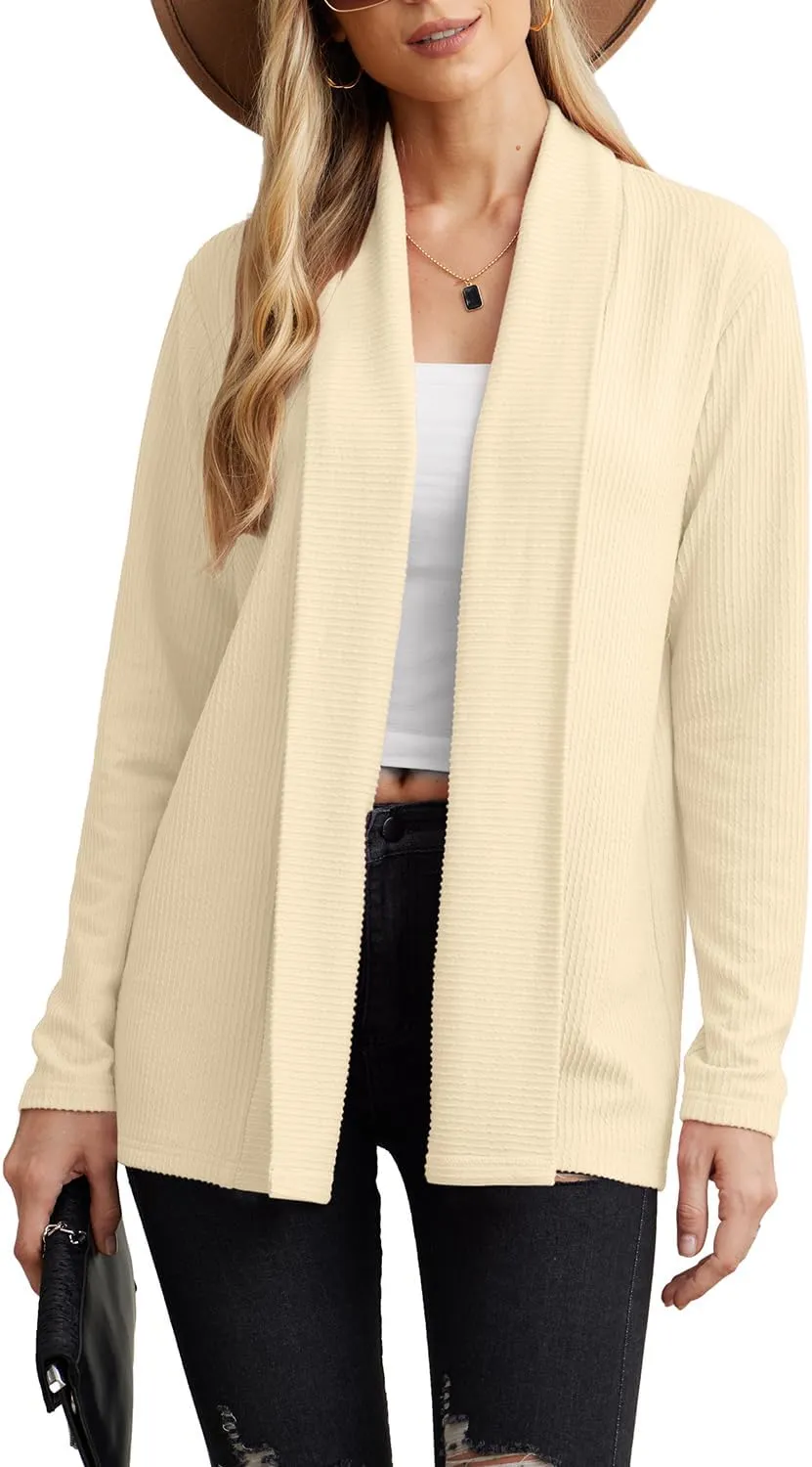 GRECERELLE Women's Long Sleeve Open Front Cardigan Lightweight Knitwear for Fall and Winter