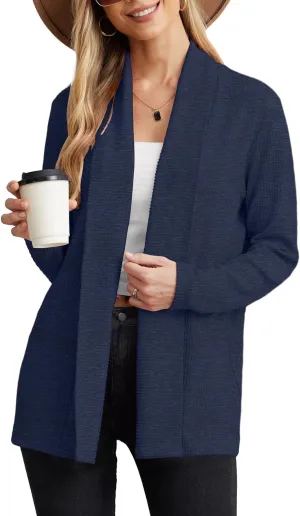 GRECERELLE Women's Long Sleeve Open Front Cardigan Lightweight Knitwear for Fall and Winter