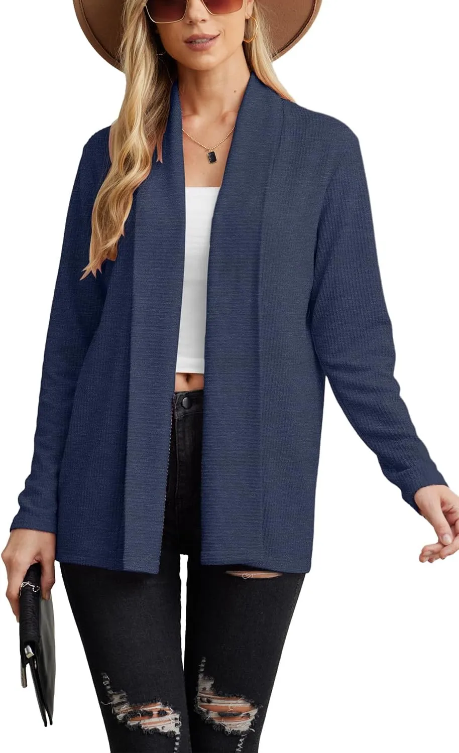 GRECERELLE Women's Long Sleeve Open Front Cardigan Lightweight Knitwear for Fall and Winter