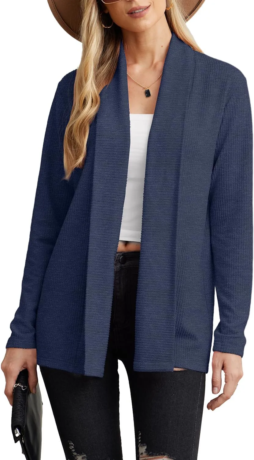 GRECERELLE Women's Long Sleeve Open Front Cardigan Lightweight Knitwear for Fall and Winter