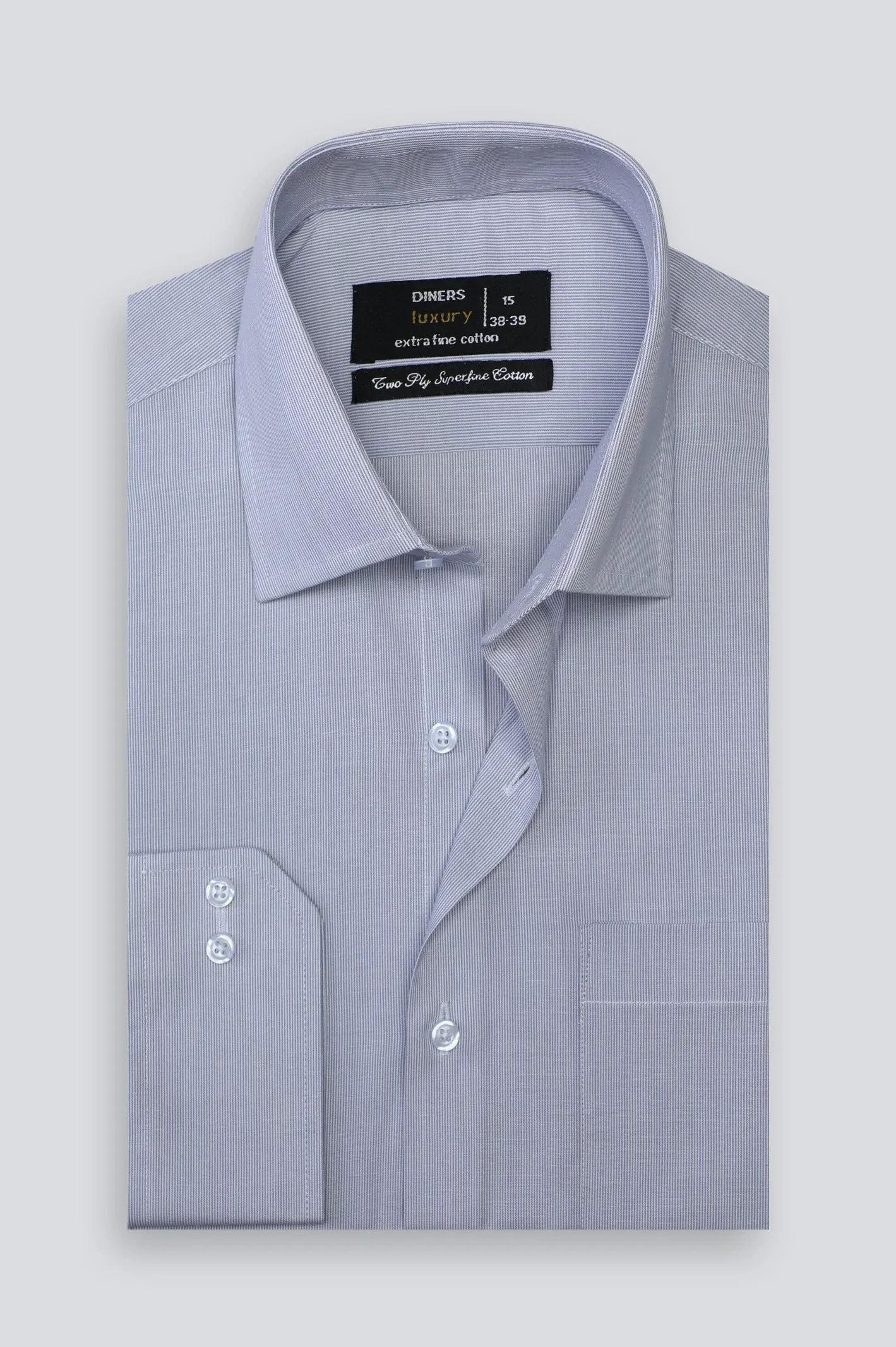 Grey Hairline Stripe Formal Shirt