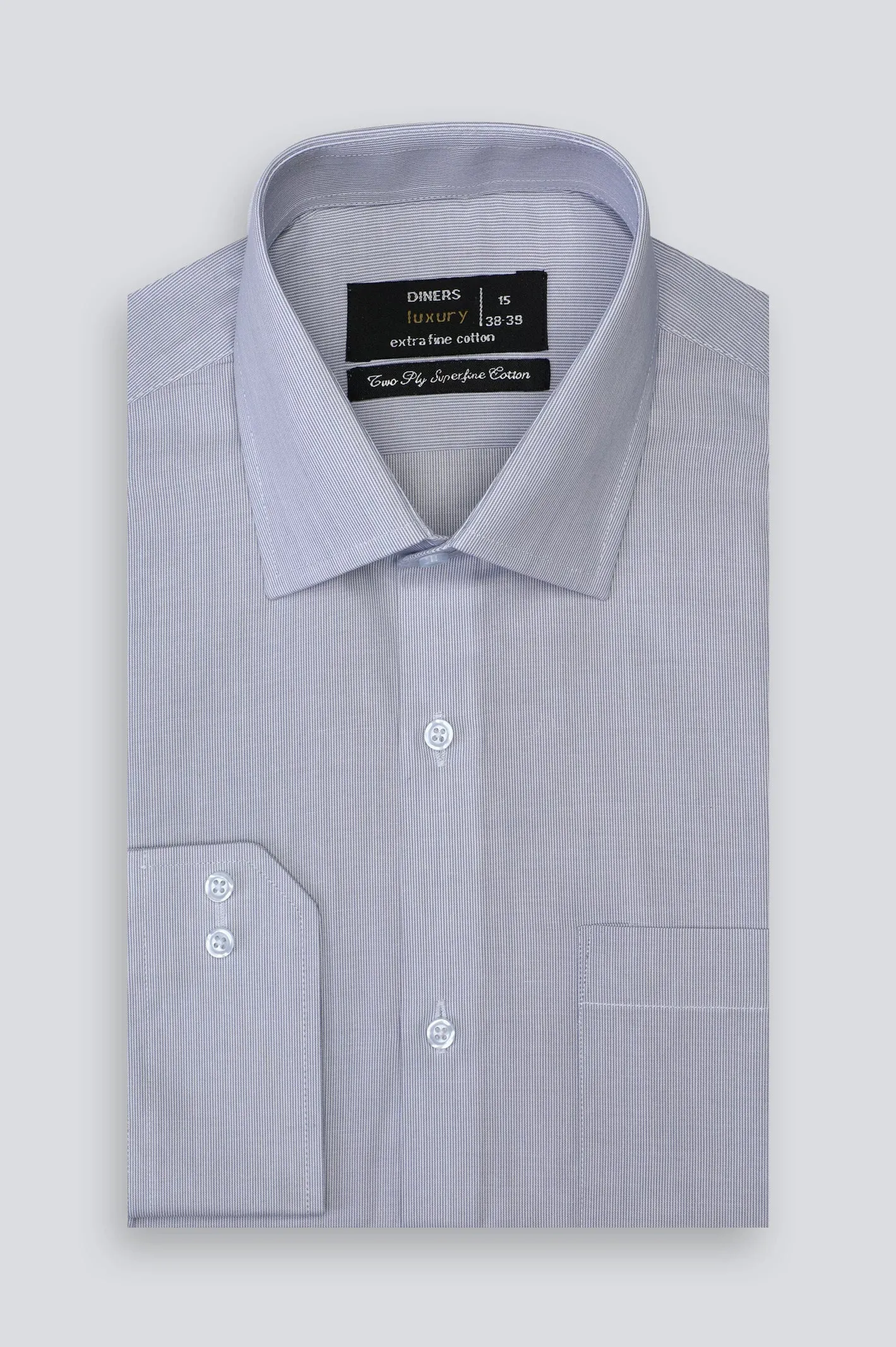 Grey Hairline Stripe Formal Shirt