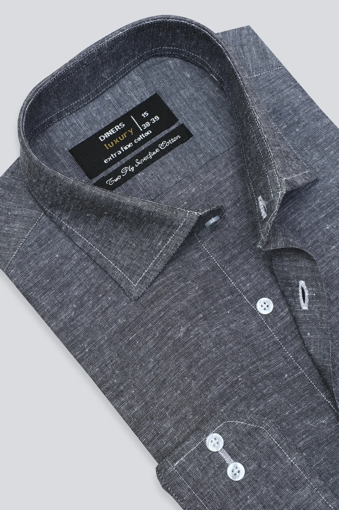 Grey Textured Self Formal Shirt