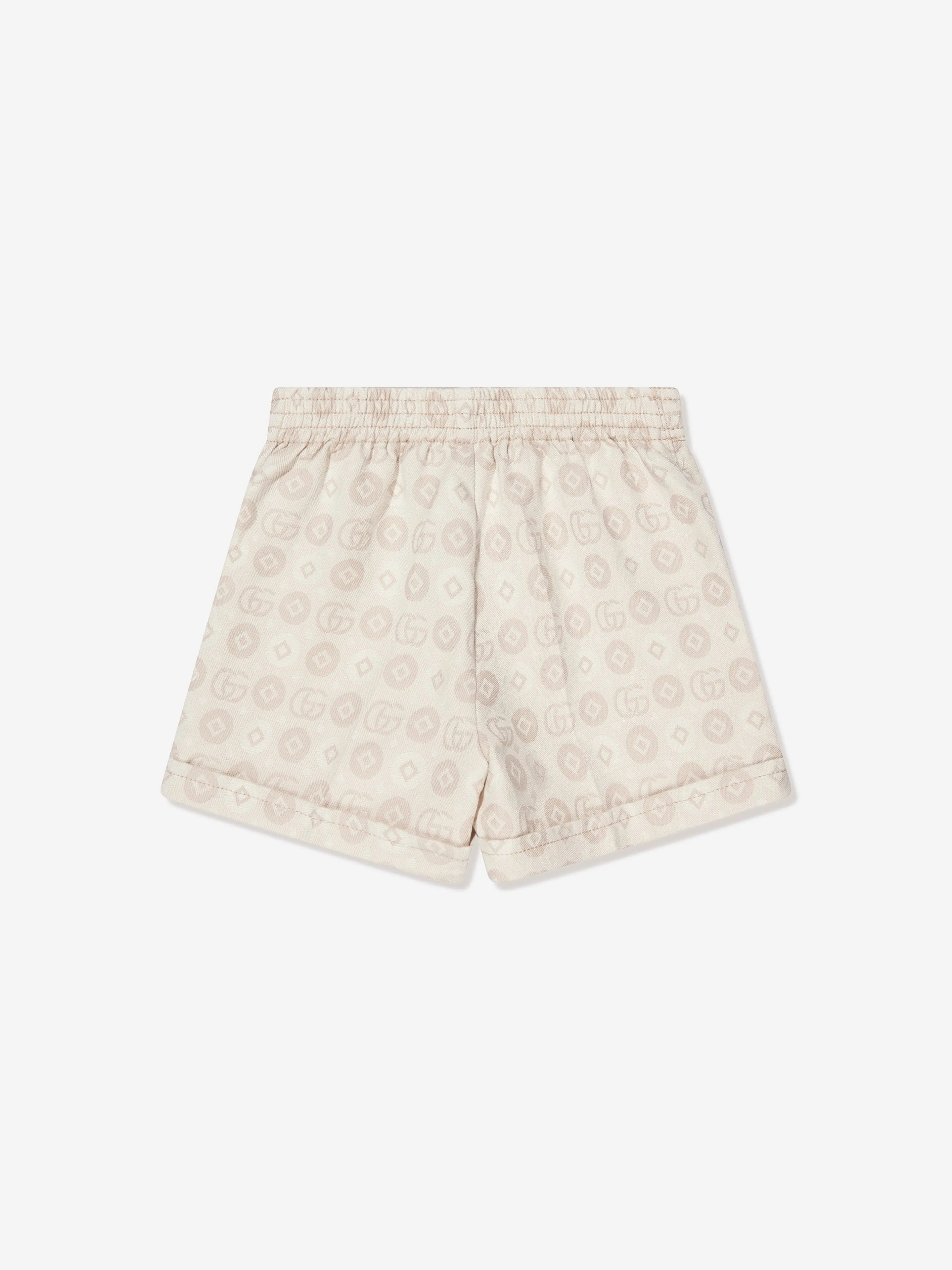 Gucci Girls GG Logo Denim Shorts in Ivory