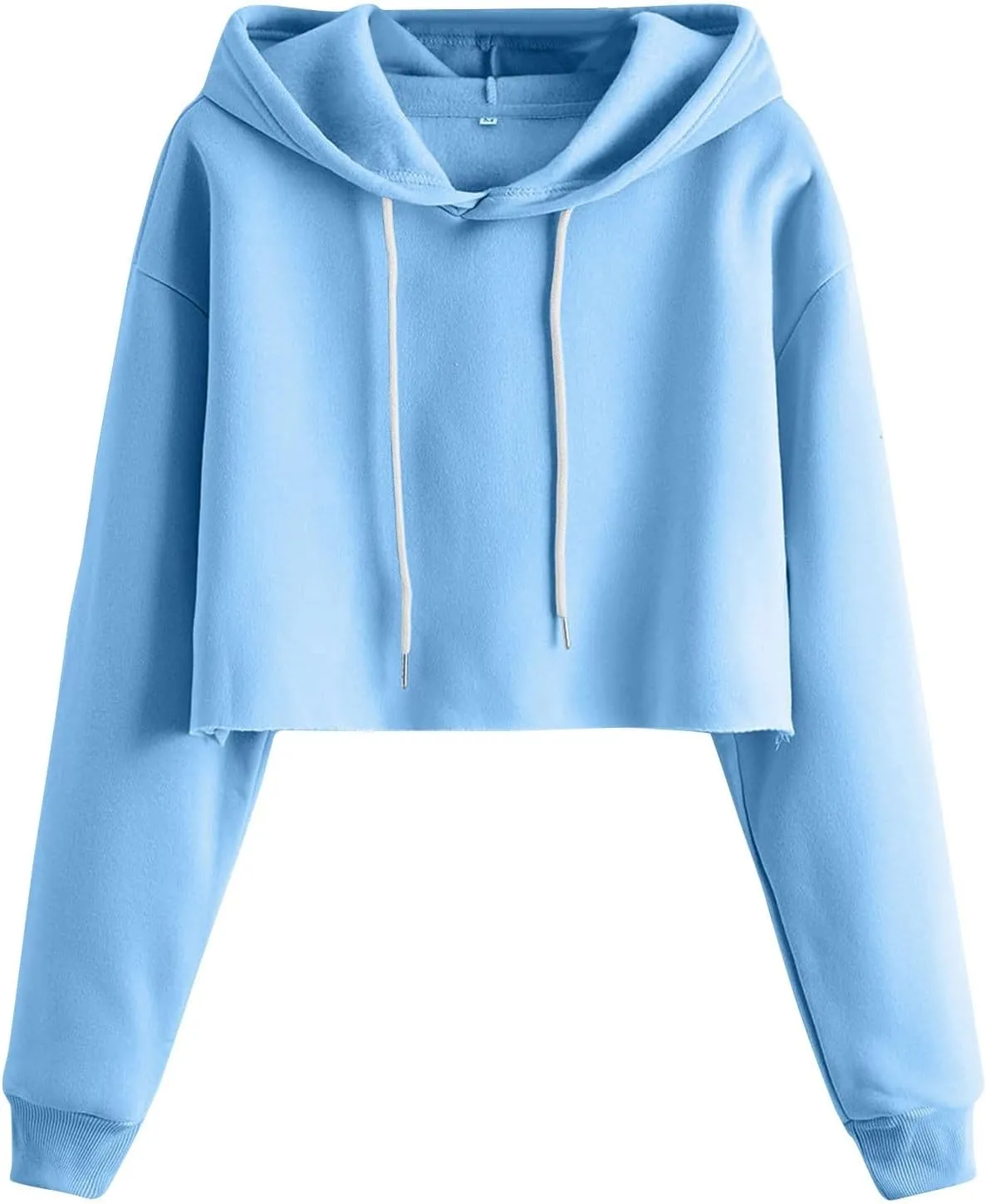 Gumipy Women's Cropped Hoodies Drop Shoulder Drawtring Oversized Sweatshirt Hoodie Y2K Long Sleeve Pullover Senior Crop Tops