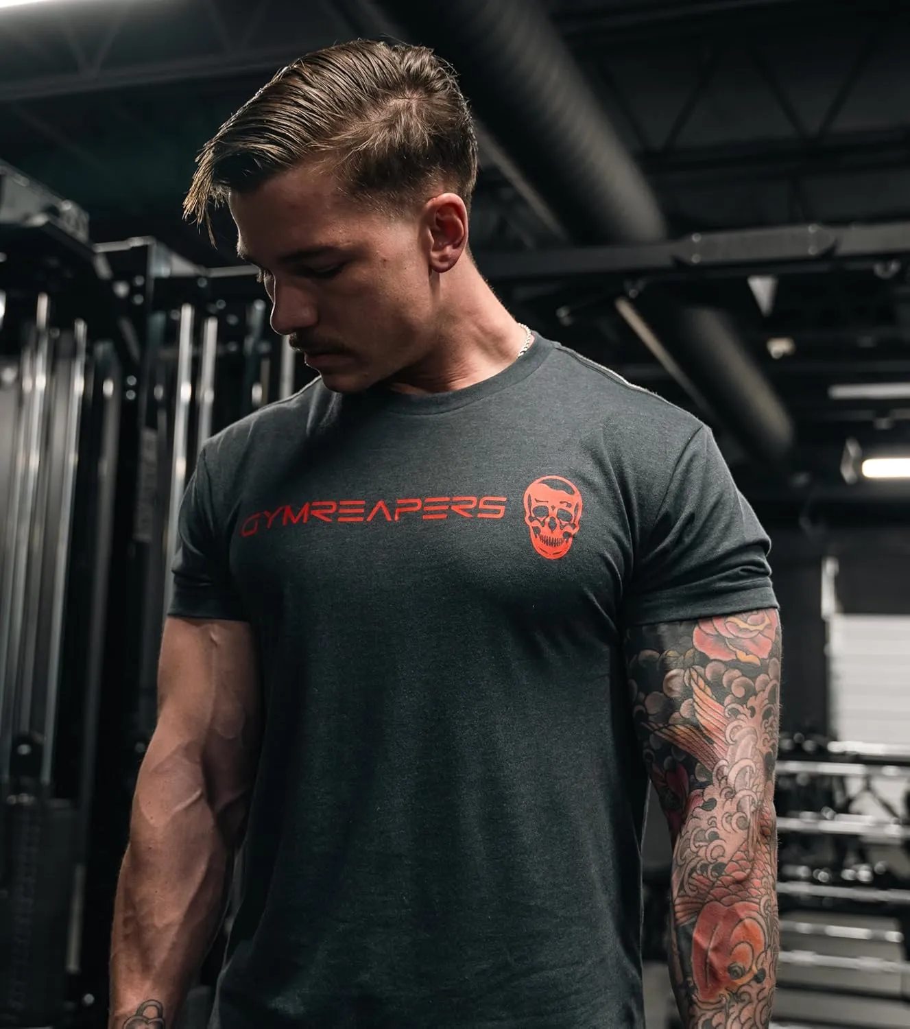 Gymreapers Workout Short Sleeve Shirt Workout T-Shirt for Men Crew Neck Shirts Casual Gym Cotton Everyday Tee