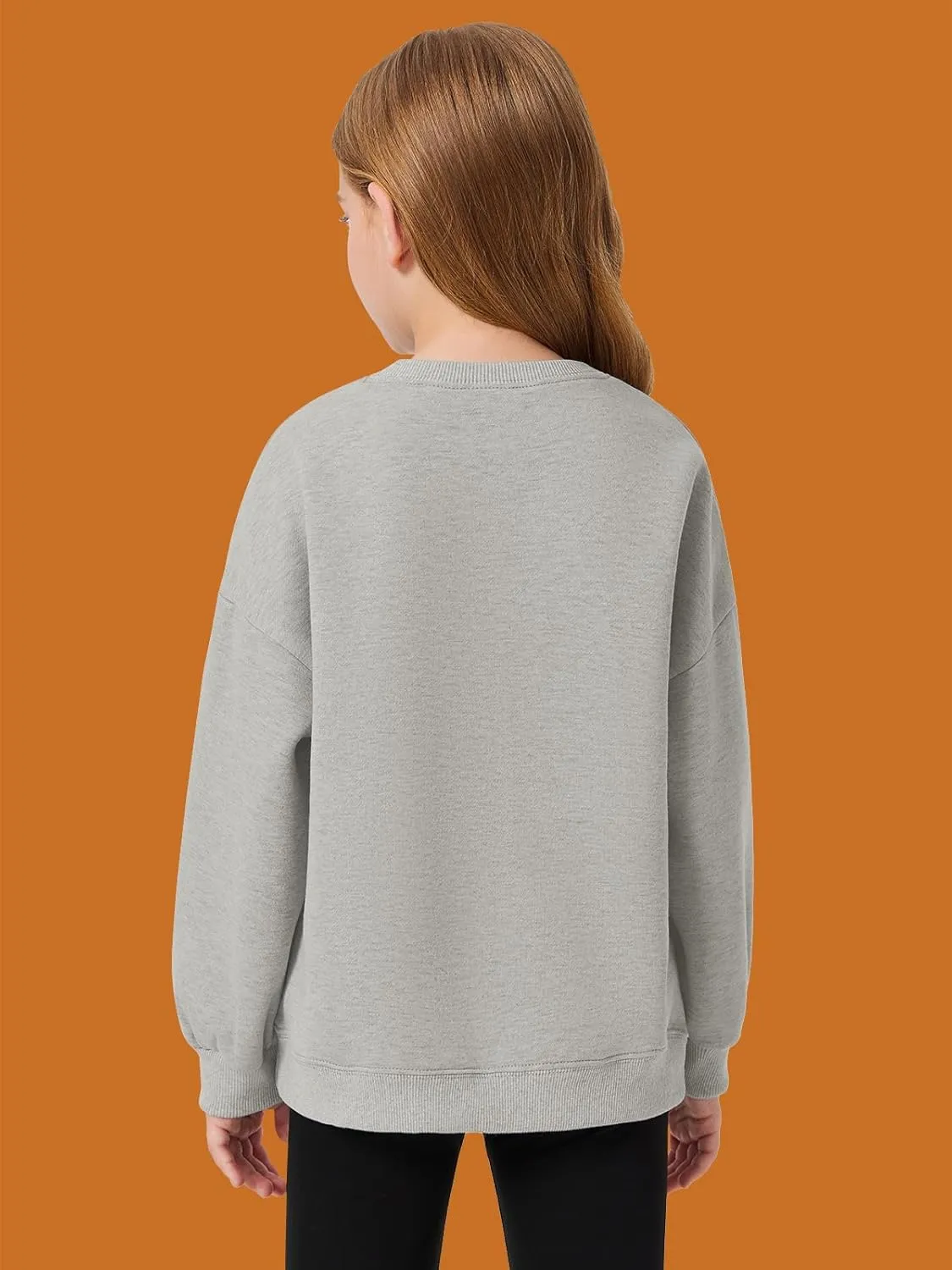 Haloumoning Girls Oversized Crewneck Sweatshirts Kids Fashion Fleece Drop Shoulder Pullover 5-14 Years