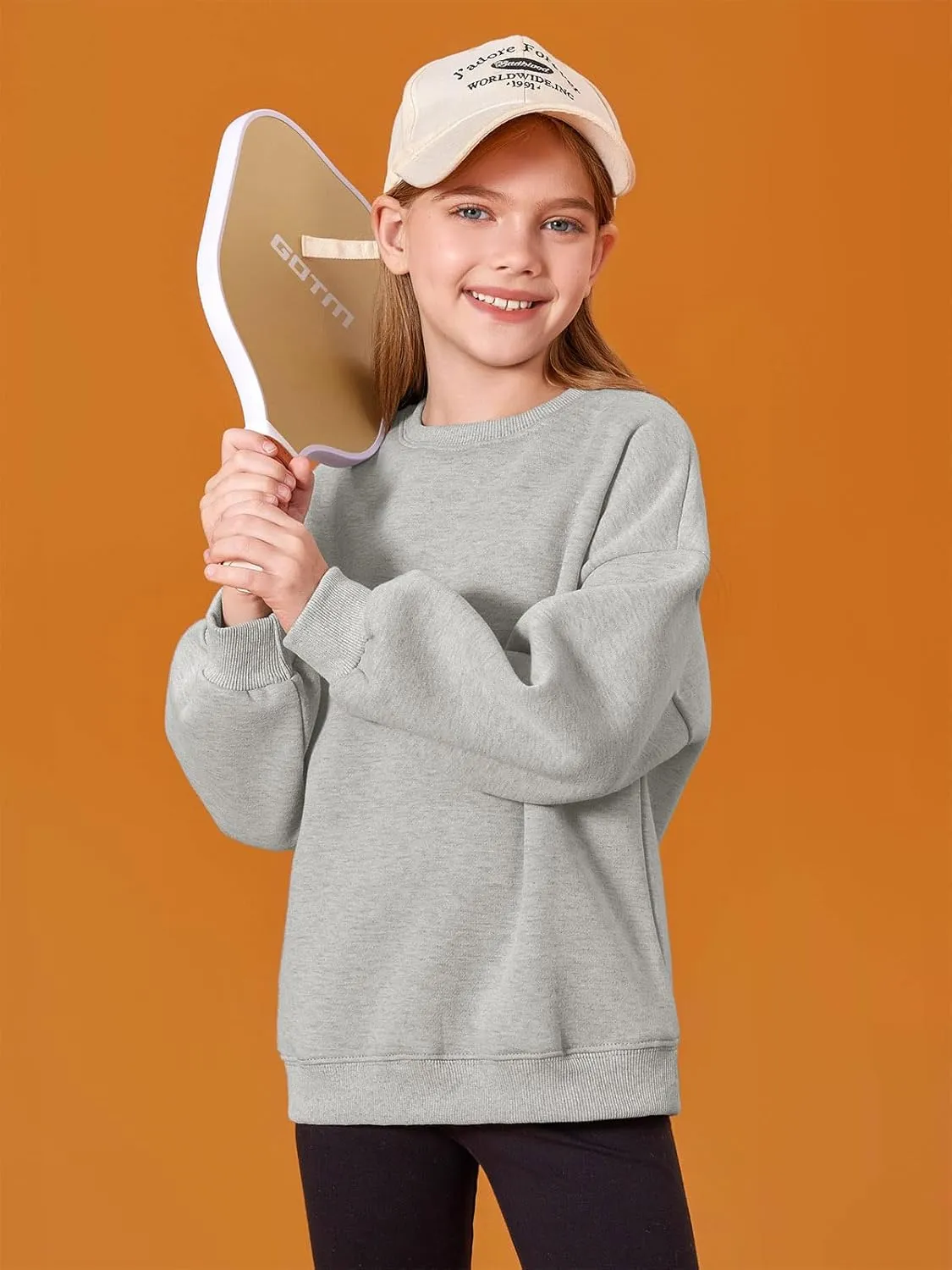 Haloumoning Girls Oversized Crewneck Sweatshirts Kids Fashion Fleece Drop Shoulder Pullover 5-14 Years