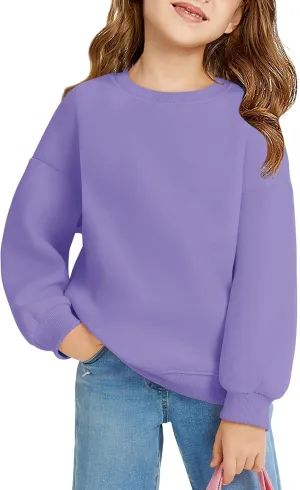 Haloumoning Girls Oversized Crewneck Sweatshirts Kids Fashion Fleece Drop Shoulder Pullover 5-14 Years
