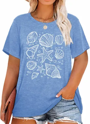 HDLTE Plus Size Beach Shirts for Women Short Sleeve Hawaiian Shirt Casual Summer Vacation Blouses