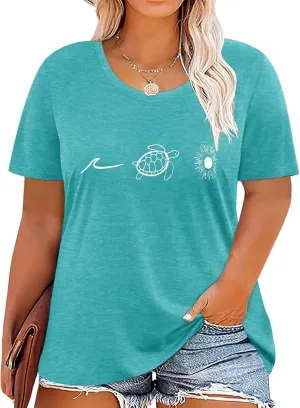 HDLTE Plus Size Beach Shirts for Women Short Sleeve Hawaiian Shirt Casual Summer Vacation Blouses