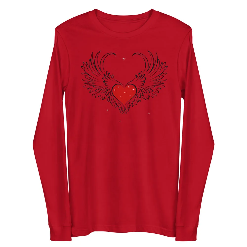 Heart with white wing long sleeve unisex t-shirt