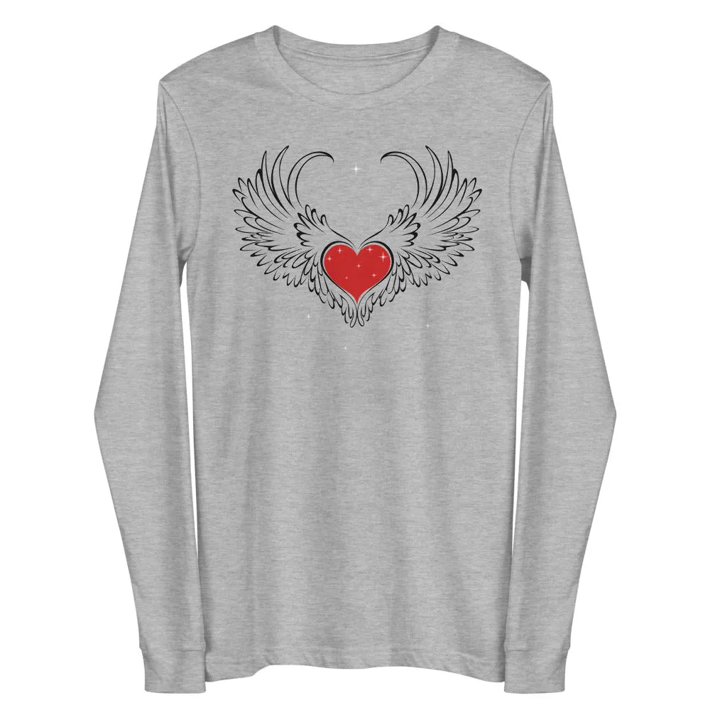 Heart with white wing long sleeve unisex t-shirt