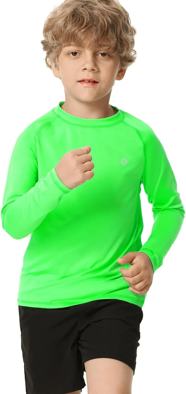 HODOSPORTS Boys UPF 50  Rash Guard Swim Shirts Long Sleeve Quick Dry UV Protection Sun T-Shirts