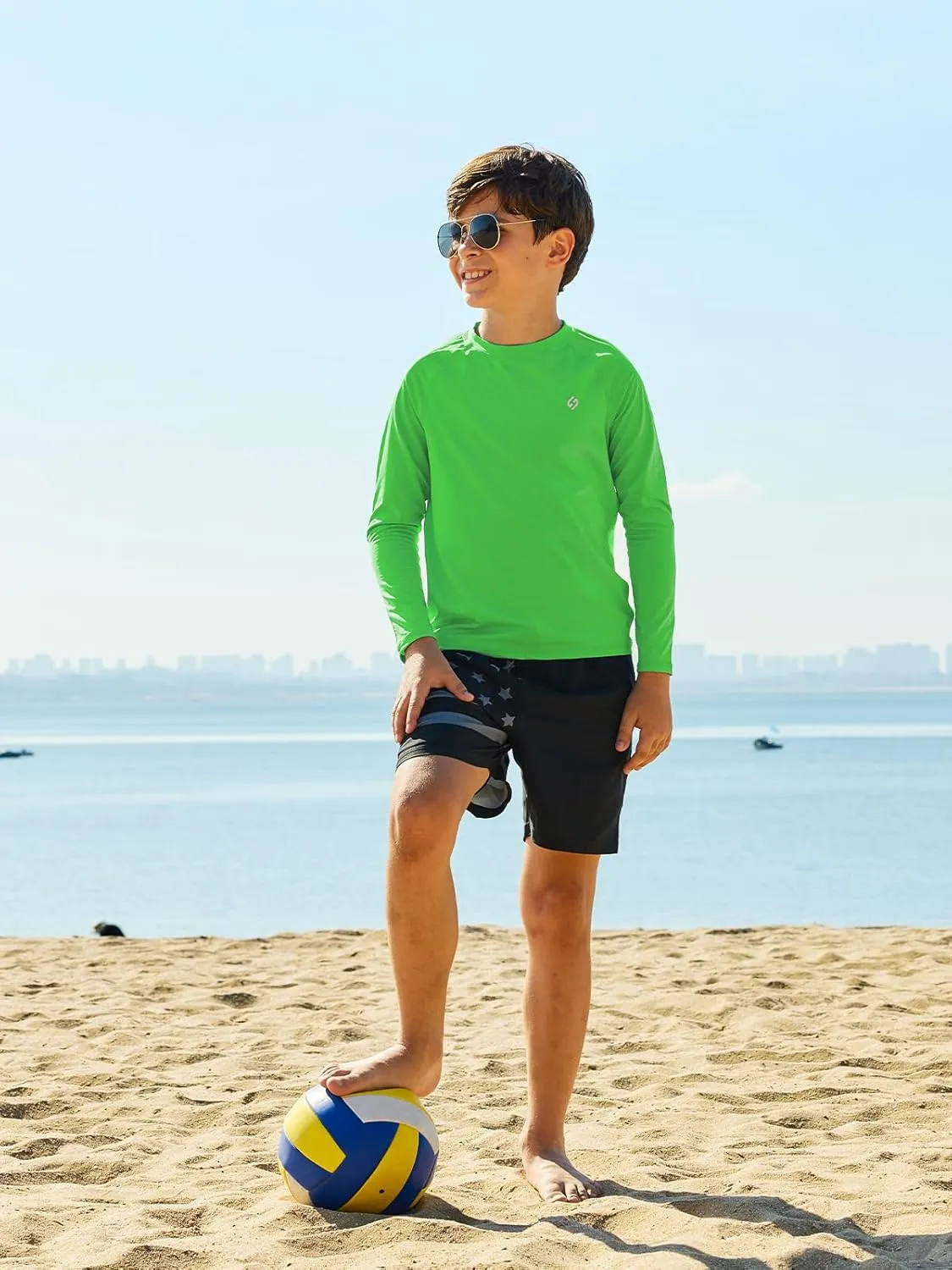 HODOSPORTS Boys UPF 50  Rash Guard Swim Shirts Long Sleeve Quick Dry UV Protection Sun T-Shirts