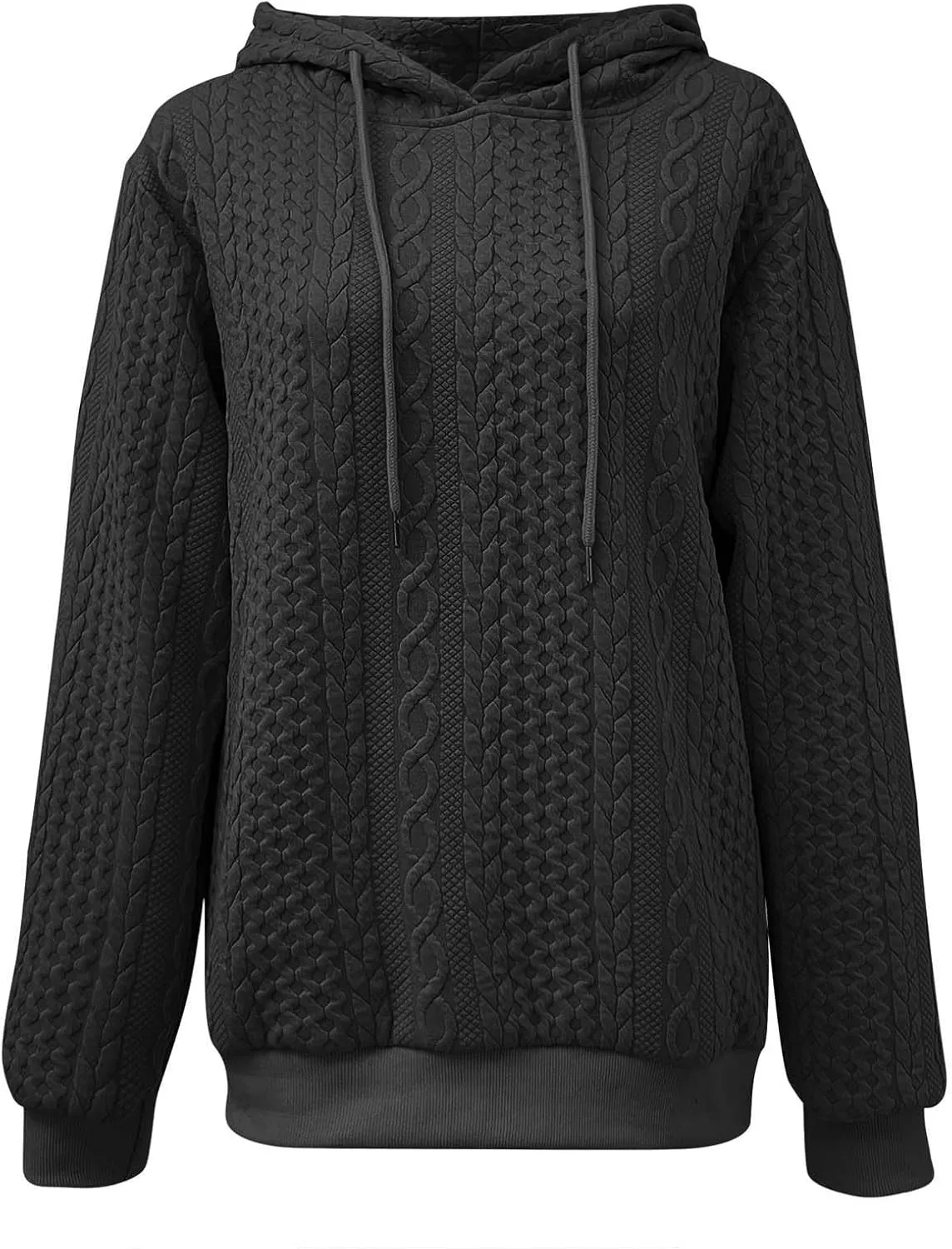 Hoodie Sweaters for Women Cable Knit Slouchy Long Sleeve Oversized Sweatshirt Cozy Chunky Y2K Hoodie Drawstring Pullover Tops
