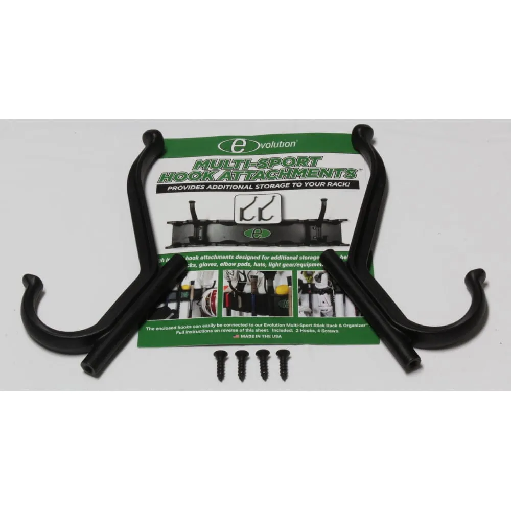 Hook Attachment 2-Pack for the Lacrosse Stick Storage Rack by Evolution Performance Sports