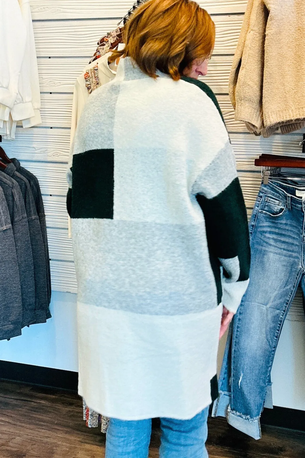 Hunter Green Colorblock Cardigan