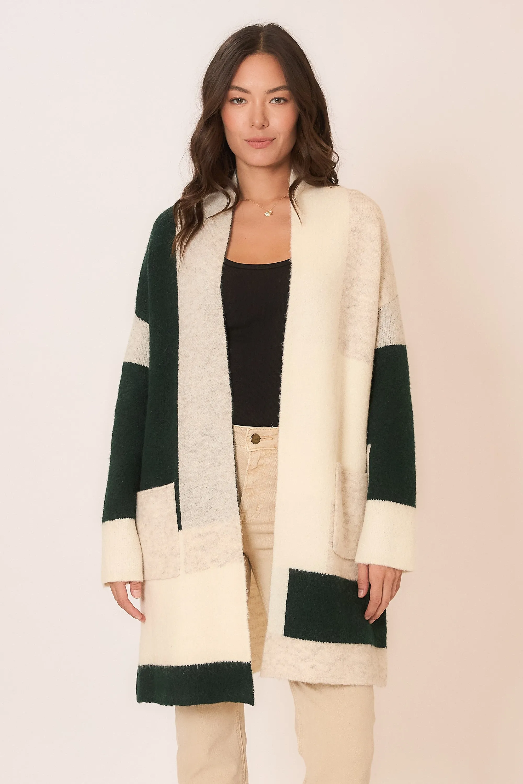 Hunter Green Colorblock Cardigan