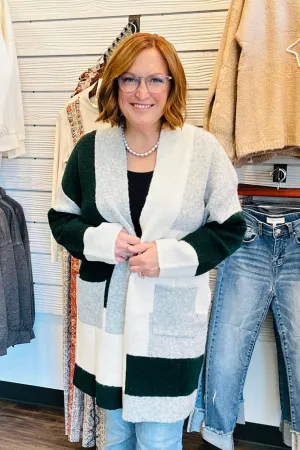 Hunter Green Colorblock Cardigan