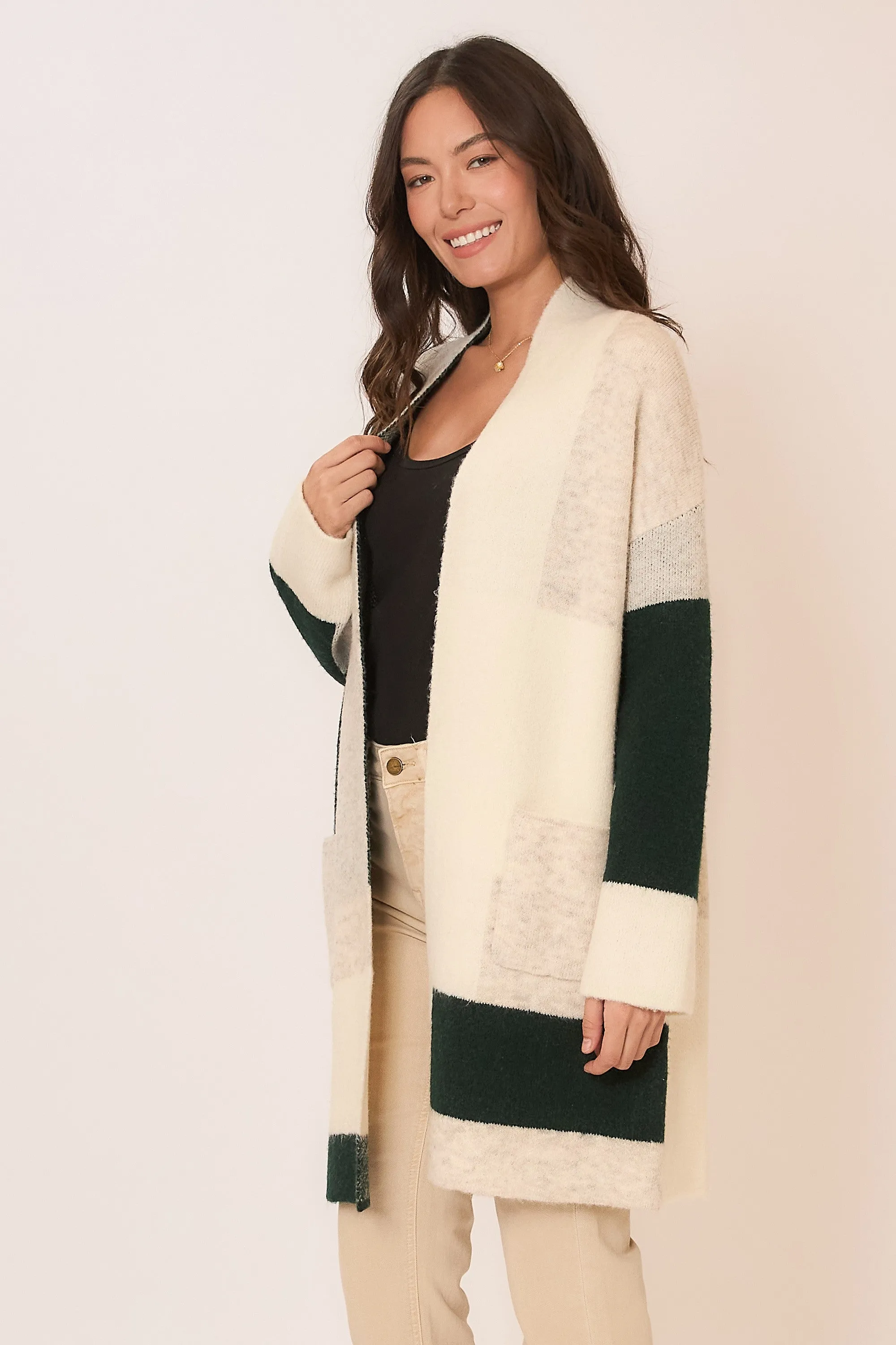 Hunter Green Colorblock Cardigan