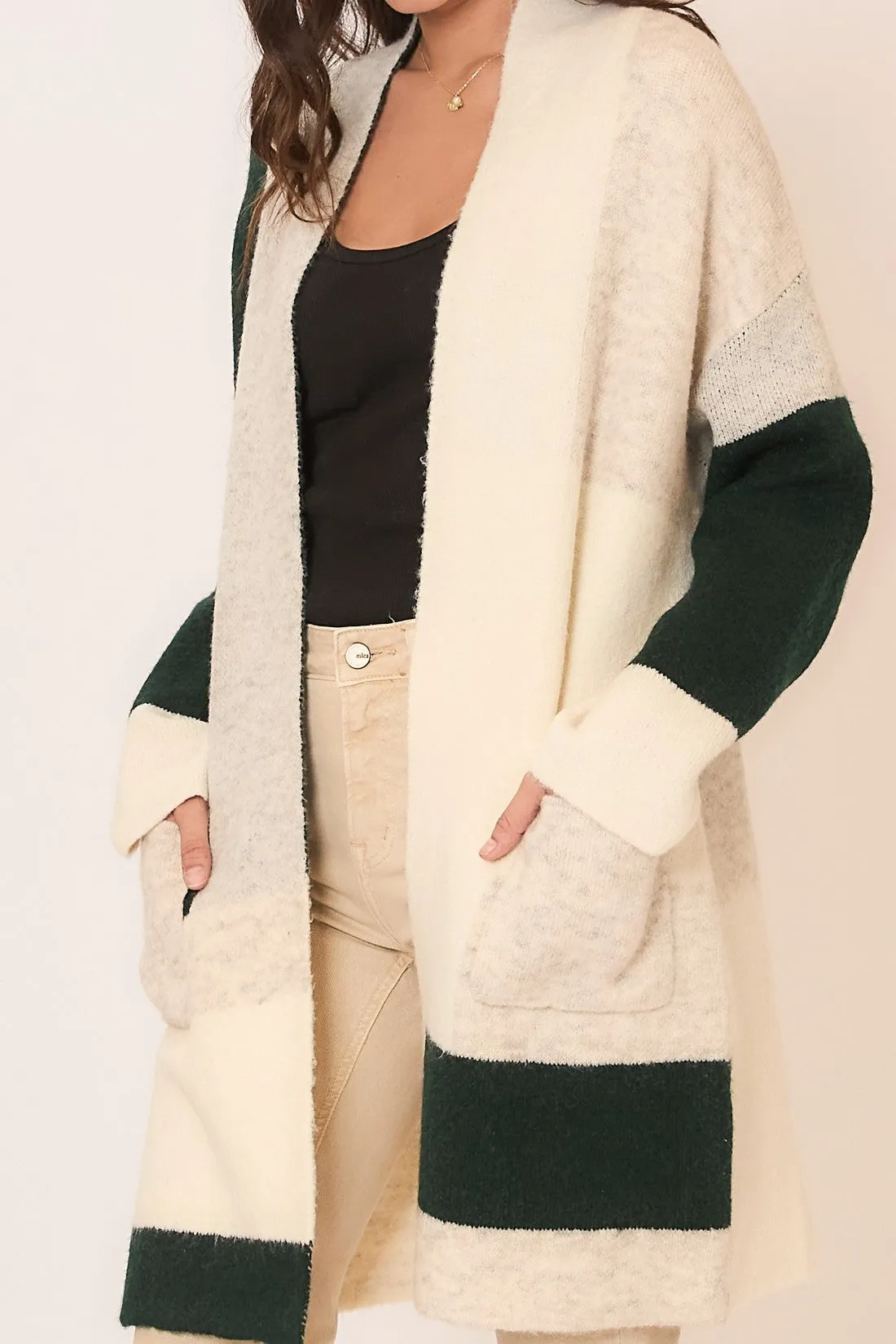 Hunter Green Colorblock Cardigan
