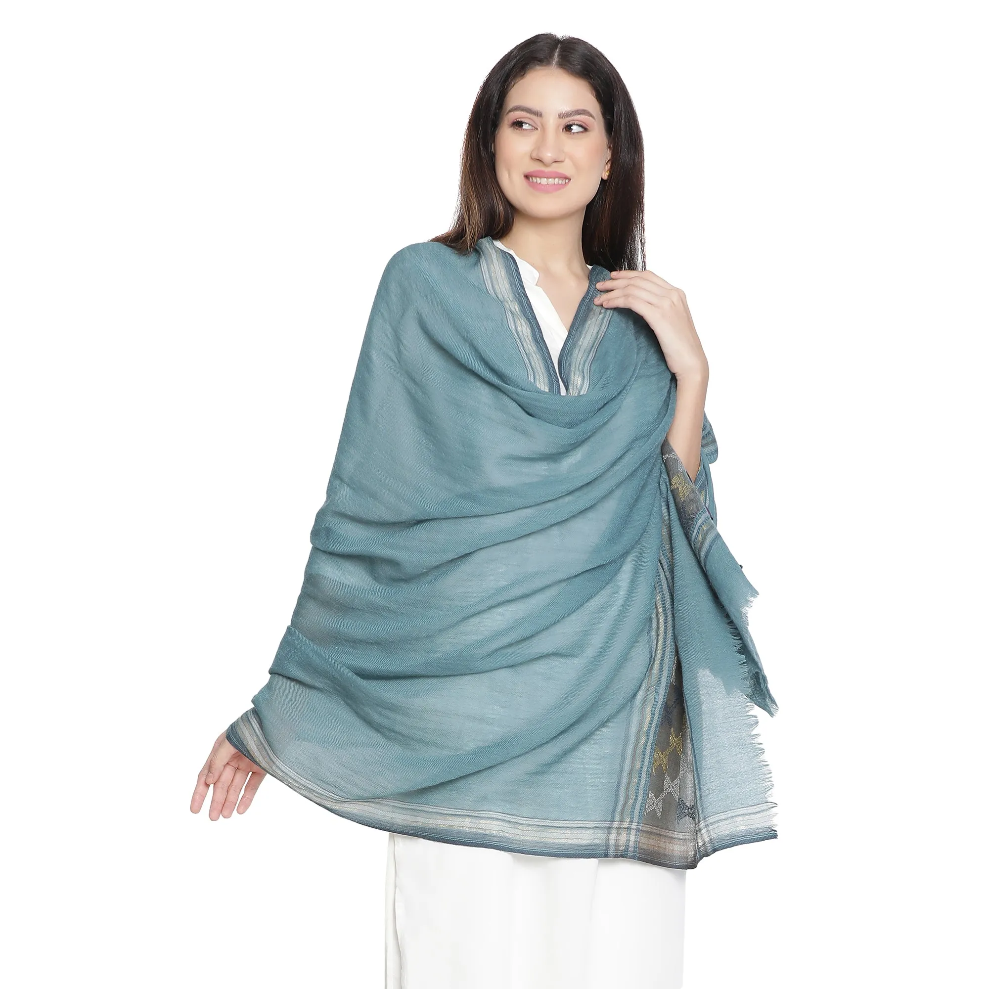 Ibadat Wool Metallic Dobby Shawl