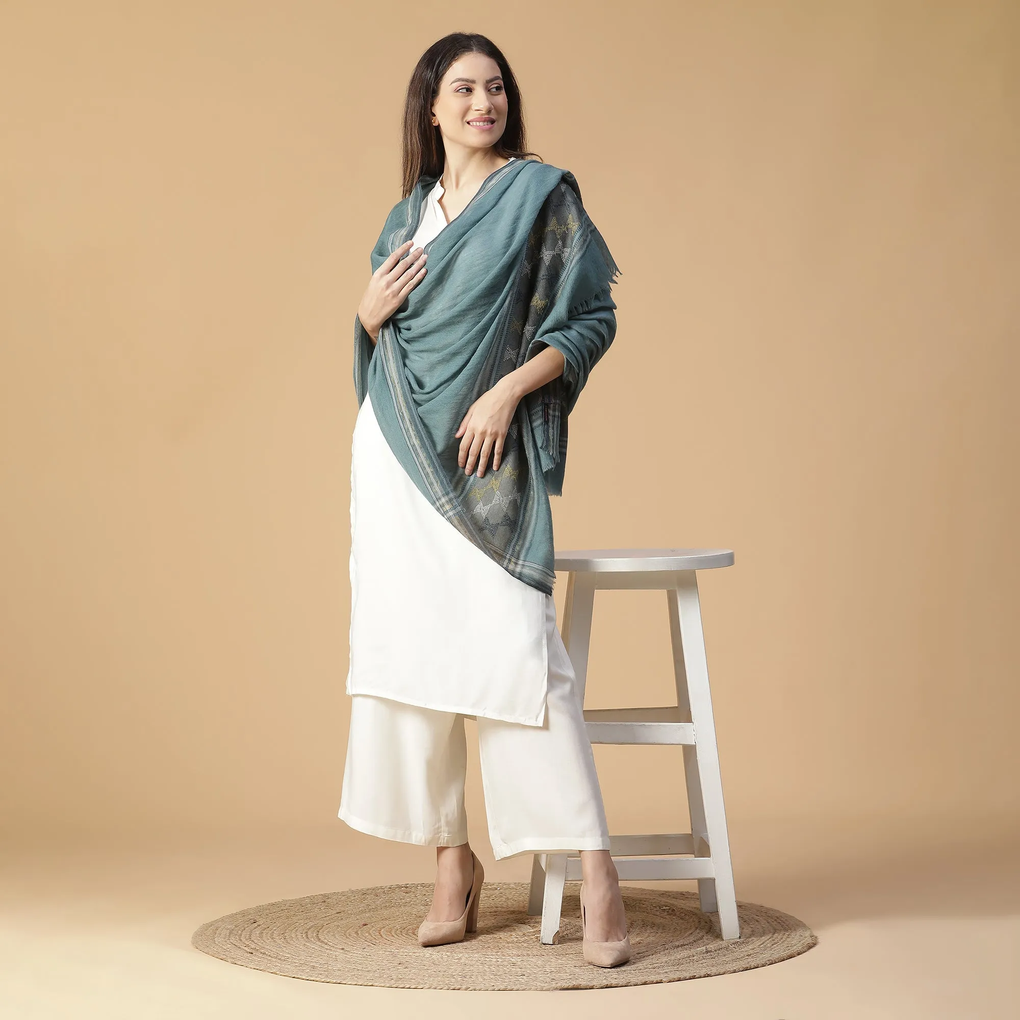 Ibadat Wool Metallic Dobby Shawl