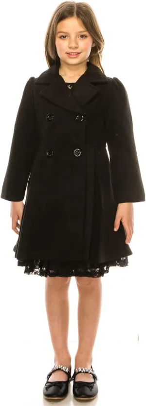iGirlDress Coat Long Sleeve Button Pocket Long Winter Coat Outerwear
