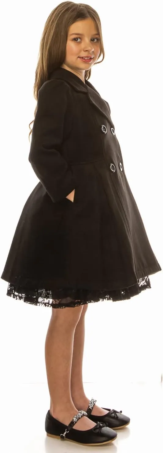 iGirlDress Coat Long Sleeve Button Pocket Long Winter Coat Outerwear