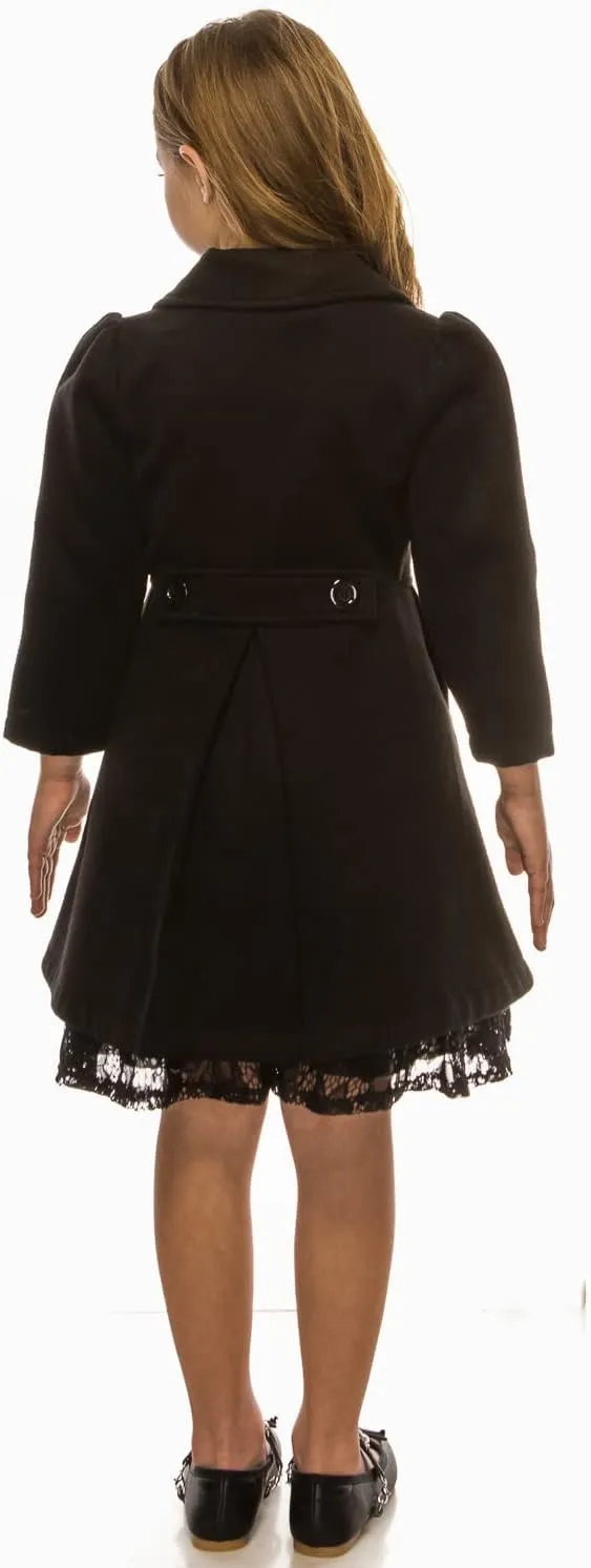 iGirlDress Coat Long Sleeve Button Pocket Long Winter Coat Outerwear