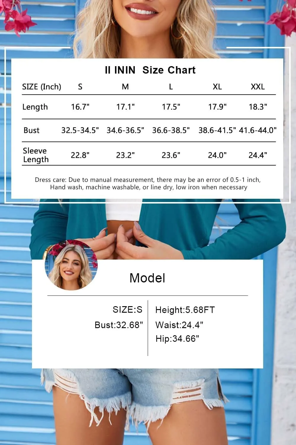 II ININ Womens Cardigan 2024 Bolero Shrugs Cropped Cardigan Sweater Long Sleeve Lightweight Open Front Kint Spring Clothes