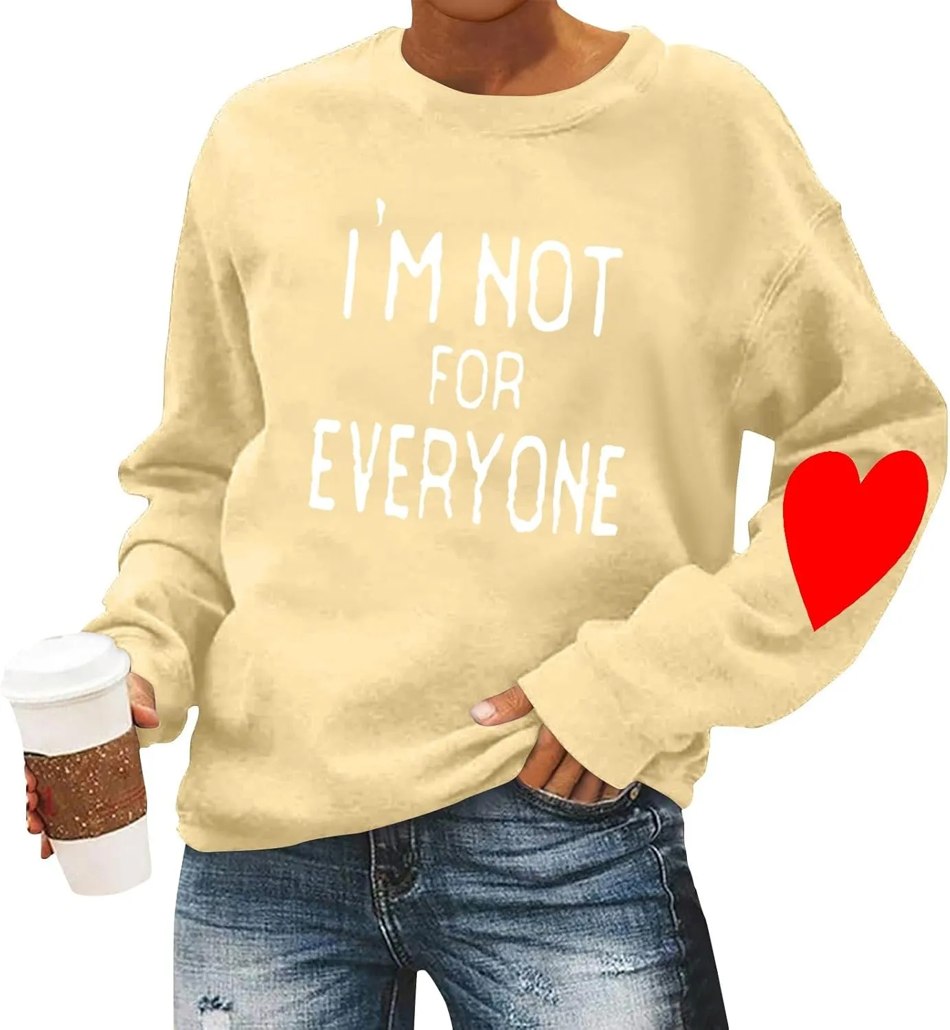 Im Not For Everyone Sweatshirt,Women'S Casual Fashion Valentine'S Day Print Long Sleeve O-Neck Sweatshirts Pullover Top