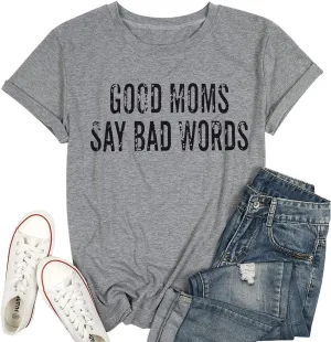 IRISGOD Womens Mom Shirt Summer Funny Short Sleeve Mommy Graphic Tees T-Shirts