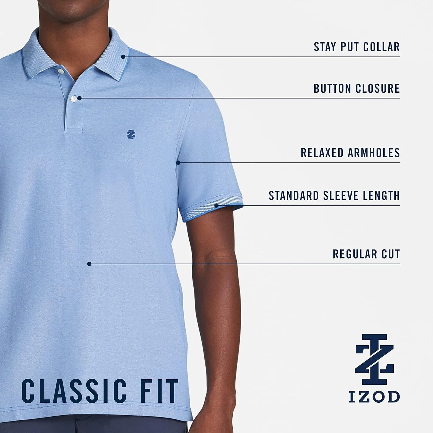 IZOD Men's Advantage Performance Short Sleeve Polo Shirt