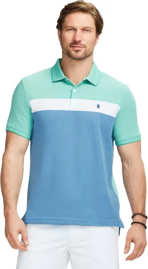 IZOD Men's Advantage Performance Short Sleeve Stripe Polo Shirt