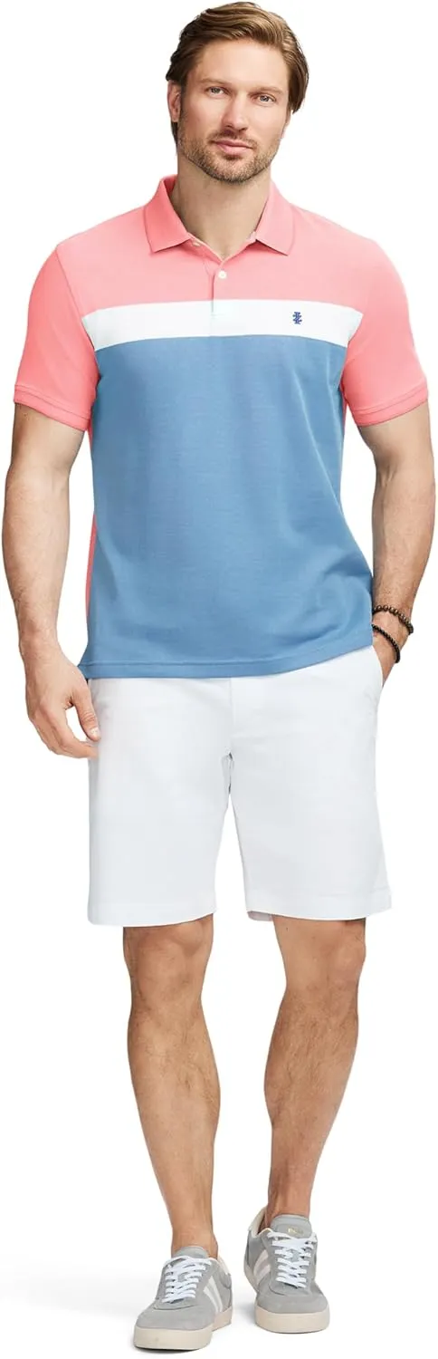 IZOD Men's Advantage Performance Short Sleeve Stripe Polo Shirt