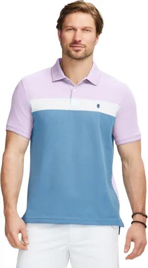 IZOD Men's Advantage Performance Short Sleeve Stripe Polo Shirt