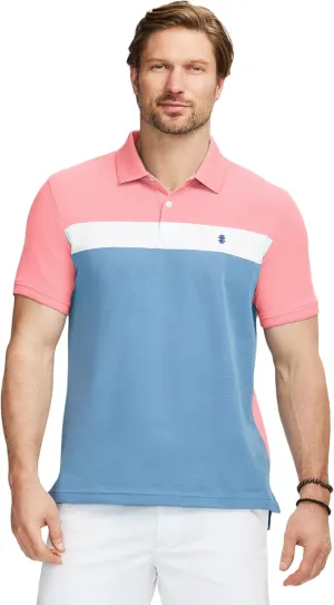 IZOD Men's Advantage Performance Short Sleeve Stripe Polo Shirt