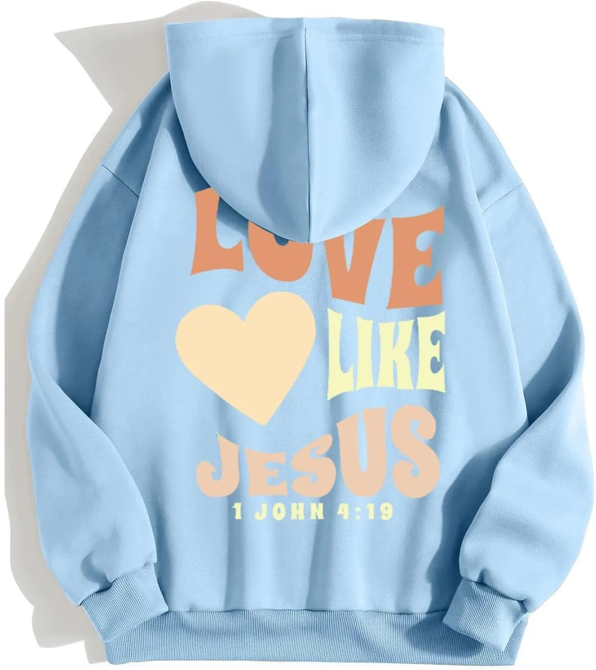 Jesus Loves You Sweatshirt for Women Casual Trendy Loose Fit Oversized Christian Sweatshirts Drawstring Pullover Y2k Hoodie