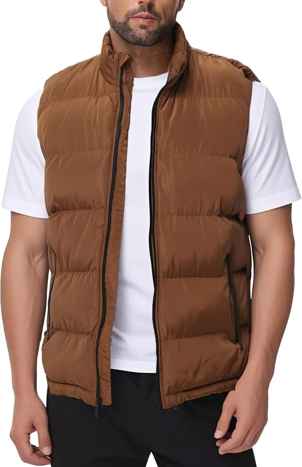 JIHUILAI Men's Puffer Vest Winter Jacket Warm Puffy Vests Men Outdoor Sleeveless Lightweight Water-Resistant Vest M To 3XL