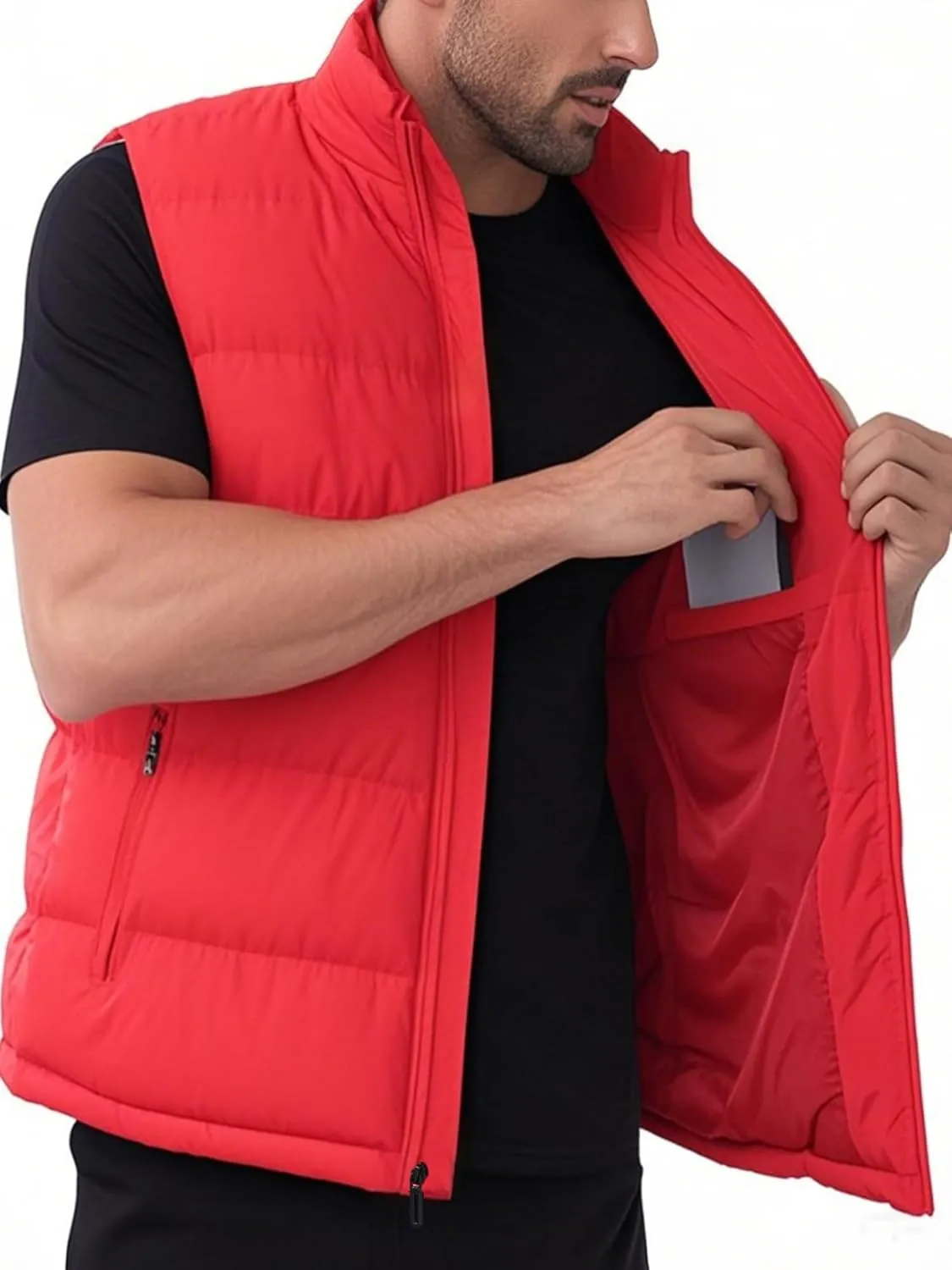JIHUILAI Men's Puffer Vest Winter Jacket Warm Puffy Vests Men Outdoor Sleeveless Lightweight Water-Resistant Vest M To 3XL