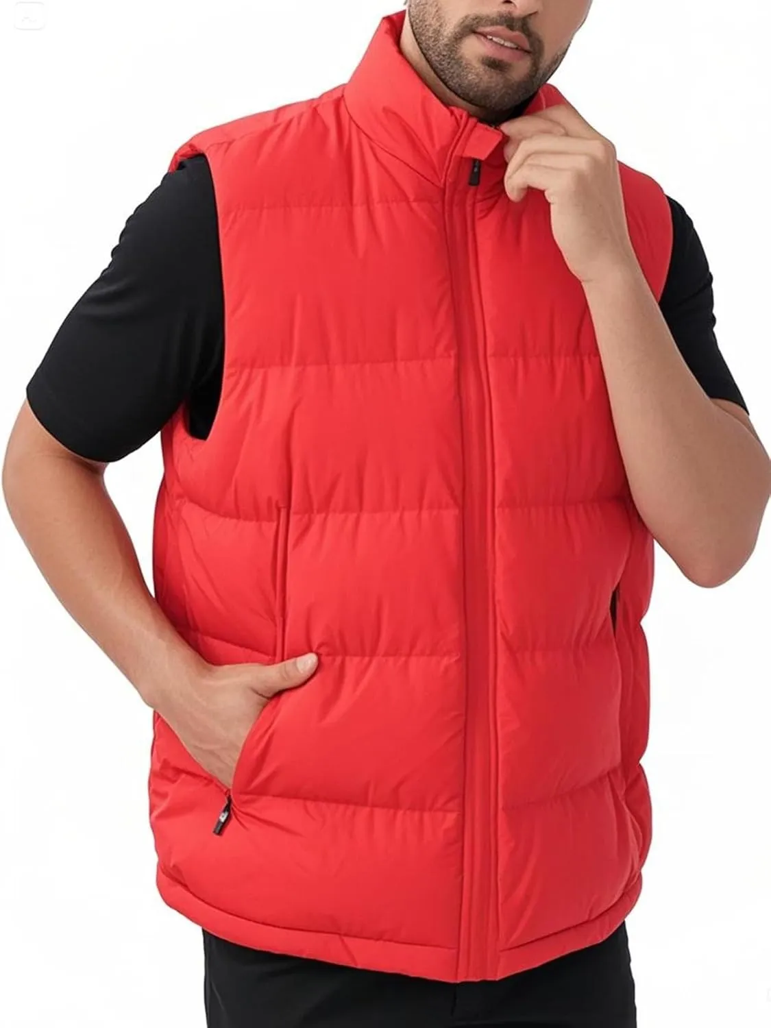 JIHUILAI Men's Puffer Vest Winter Jacket Warm Puffy Vests Men Outdoor Sleeveless Lightweight Water-Resistant Vest M To 3XL