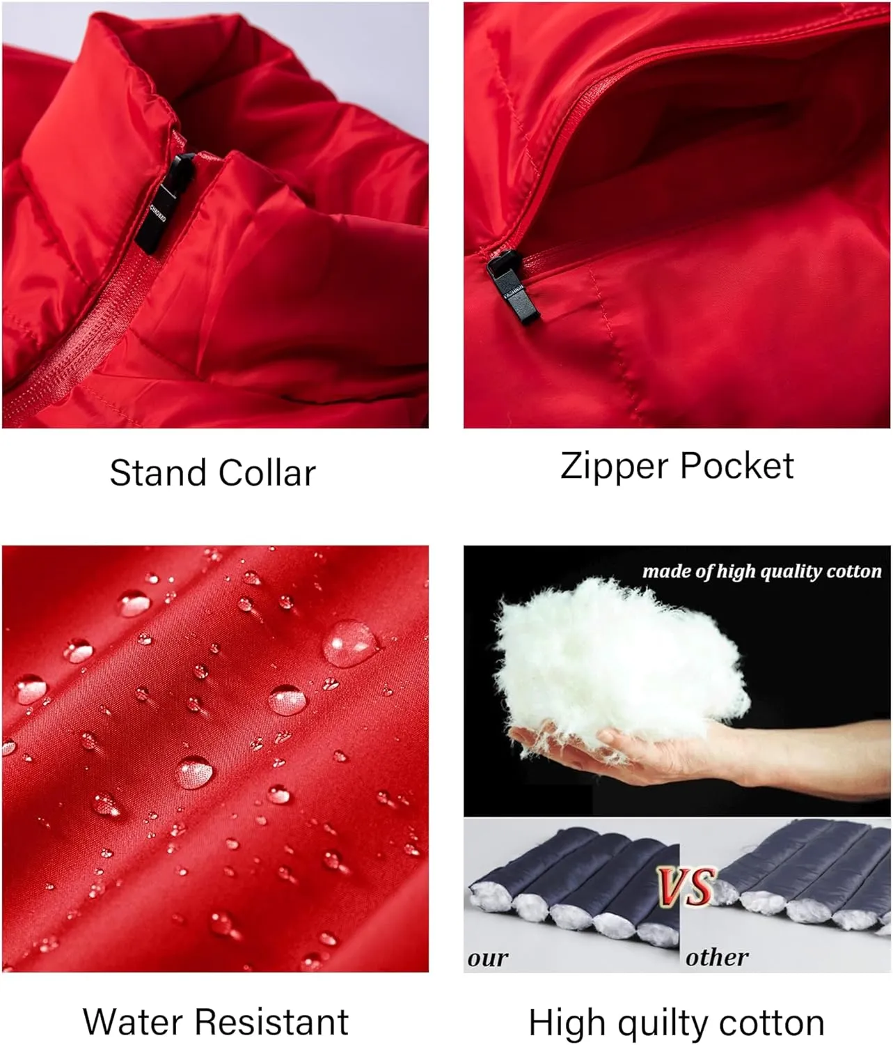 JIHUILAI Men's Puffer Vest Winter Jacket Warm Puffy Vests Men Outdoor Sleeveless Lightweight Water-Resistant Vest M To 3XL