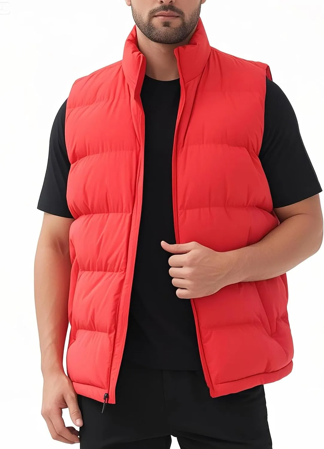 JIHUILAI Men's Puffer Vest Winter Jacket Warm Puffy Vests Men Outdoor Sleeveless Lightweight Water-Resistant Vest M To 3XL