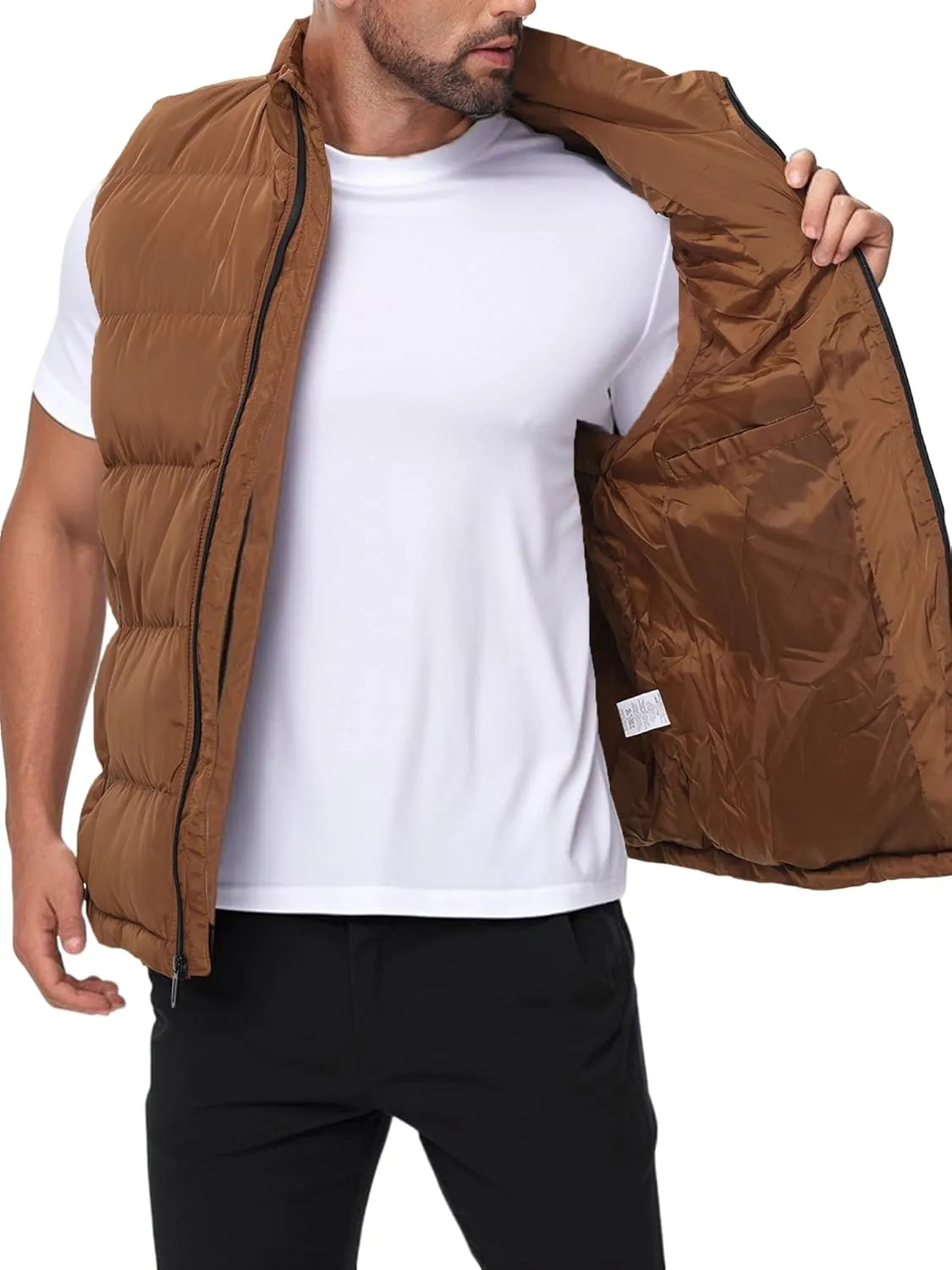 JIHUILAI Men's Puffer Vest Winter Jacket Warm Puffy Vests Men Outdoor Sleeveless Lightweight Water-Resistant Vest M To 3XL