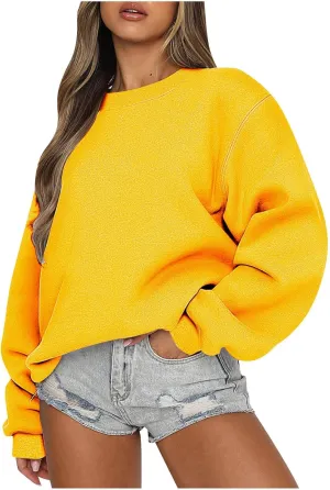 jovati Womens Sweatshirts Oversized Crew Neck Pullover White Casual Hoodie Fleece 2024 Trendy Fall Outfits Clothes prime exclusive deals of the day clean girl aesthetic clothes over sized sweatshirt